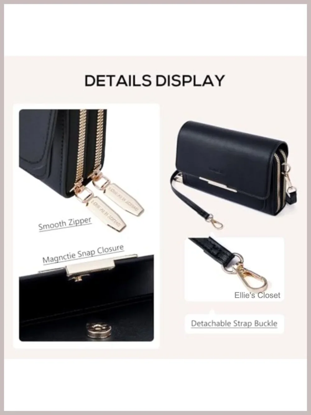 Roulens Small Crossbody Bag for Women PU Leather Shoulder Handbags Wallet Purse
